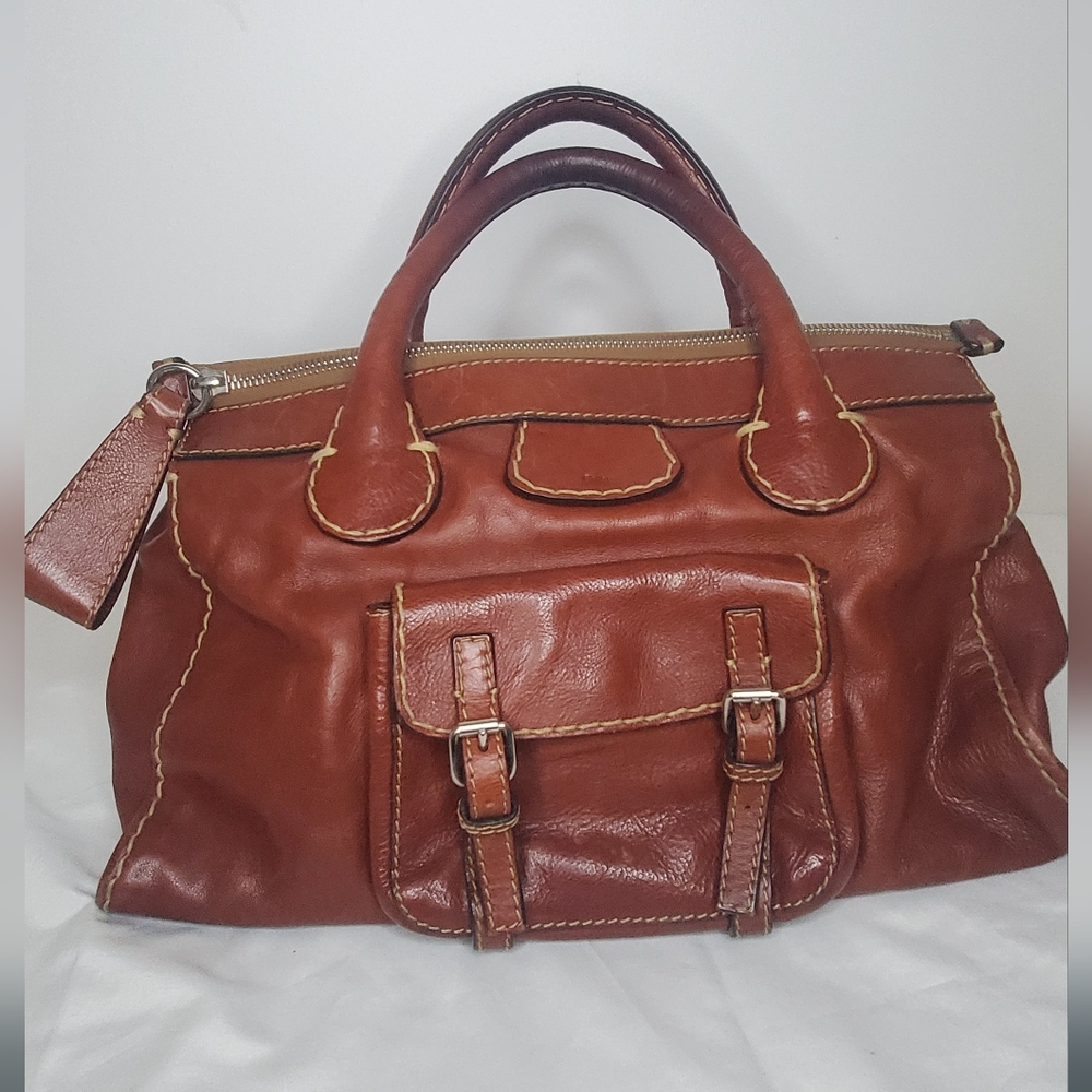 Chloe Vintage Edith -Boston Brown Buffalo Leather Satchel HandBag